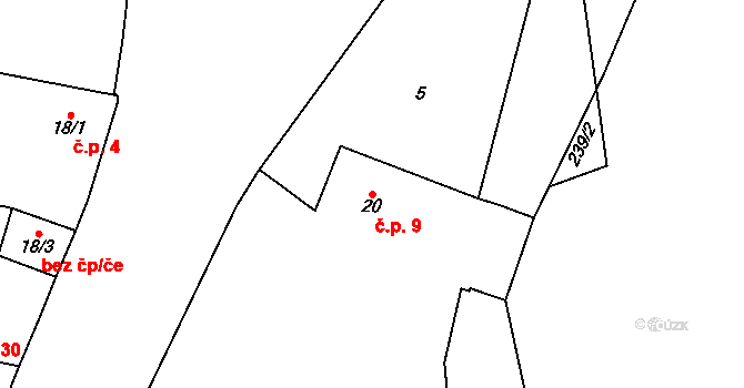 Ohučov 9, Staňkov na parcele st. 20 v KÚ Ohučov, Katastrální mapa
