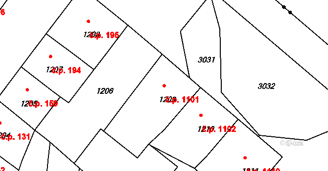 Nusle 1101, Praha na parcele st. 1209 v KÚ Nusle, Katastrální mapa