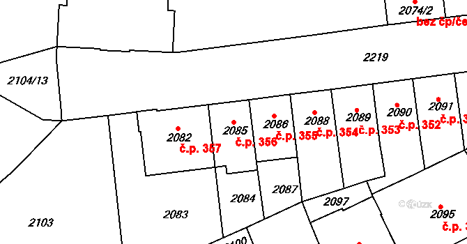 Holešovice 356, Praha na parcele st. 2085 v KÚ Holešovice, Katastrální mapa