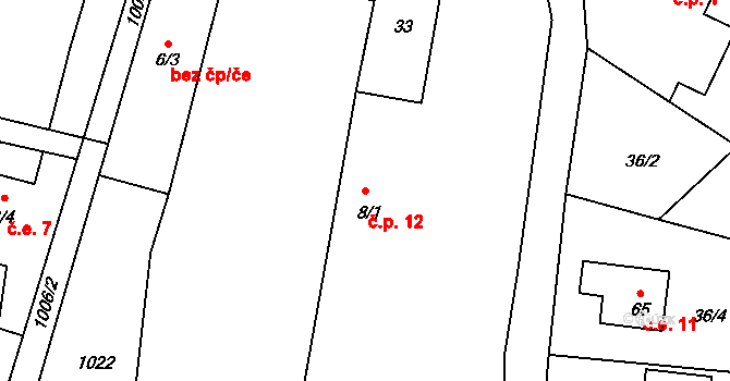 Vletice 12, Krásná Hora nad Vltavou na parcele st. 8/1 v KÚ Vletice, Katastrální mapa