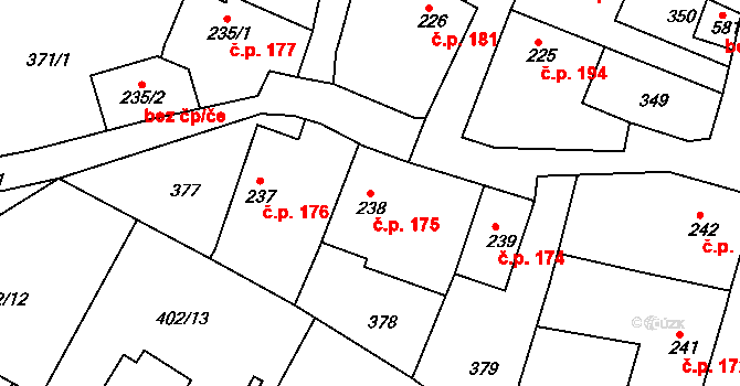 Příbram VI-Březové Hory 175, Příbram na parcele st. 238 v KÚ Březové Hory, Katastrální mapa