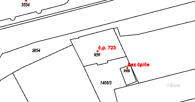 Vrchlabí 723 na parcele st. 956 v KÚ Vrchlabí, Katastrální mapa
