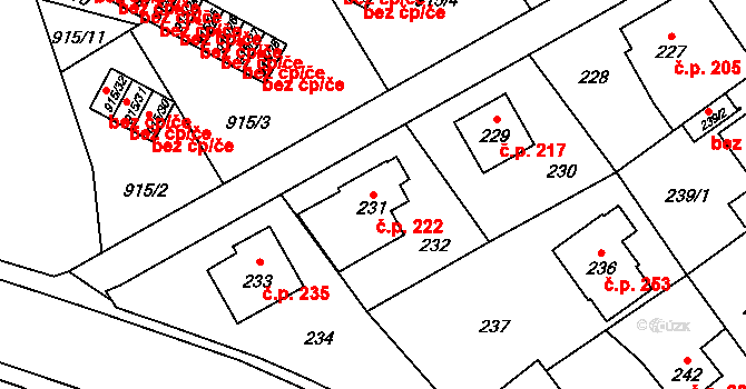 Liberec XII-Staré Pavlovice 222, Liberec na parcele st. 231 v KÚ Staré Pavlovice, Katastrální mapa