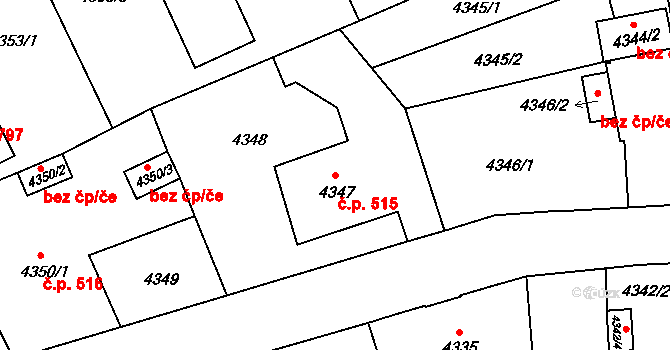 Liberec III-Jeřáb 515, Liberec na parcele st. 4347 v KÚ Liberec, Katastrální mapa