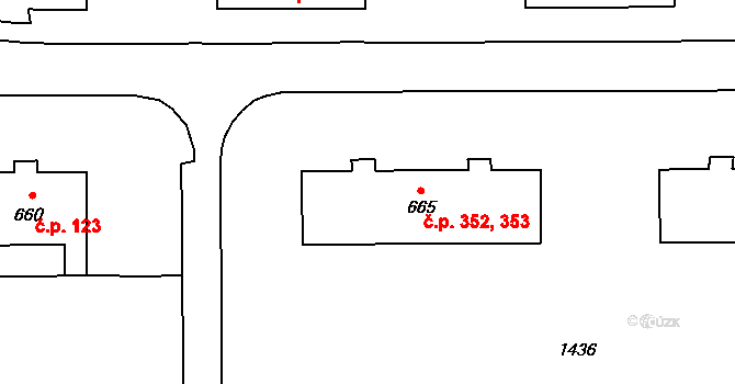 Žacléř 352,353 na parcele st. 665 v KÚ Žacléř, Katastrální mapa