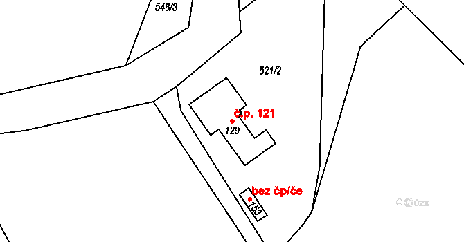 Smolná 121, Rotava na parcele st. 129 v KÚ Smolná, Katastrální mapa