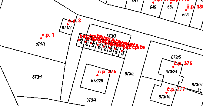 Podolí 47 na parcele st. 673/14 v KÚ Podolí u Brna, Katastrální mapa