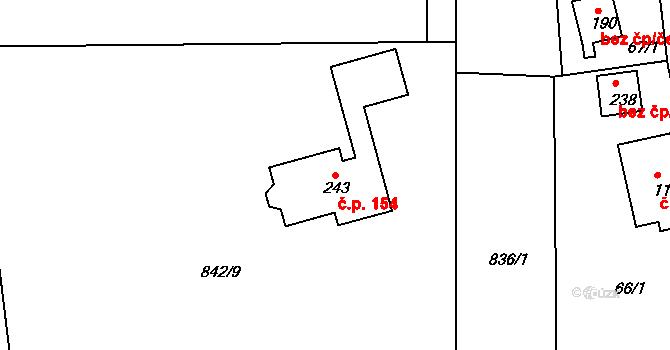 Volanov 154, Trutnov na parcele st. 243 v KÚ Volanov, Katastrální mapa