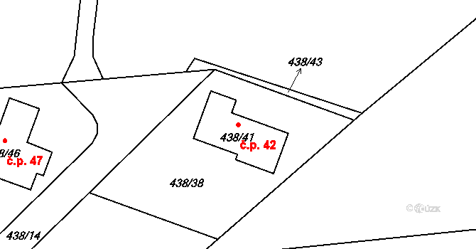 Chlum 42, Zlín na parcele st. 438/41 v KÚ Lhotka u Zlína, Katastrální mapa