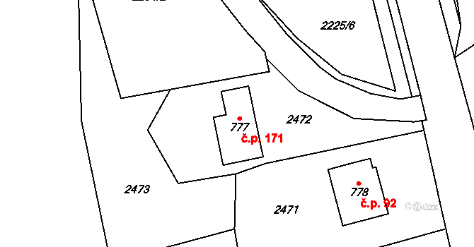 Malá Bystřice 171 na parcele st. 777 v KÚ Malá Bystřice, Katastrální mapa