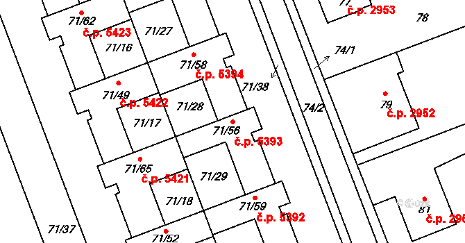 Helenín 5393, Jihlava na parcele st. 71/56 v KÚ Helenín, Katastrální mapa