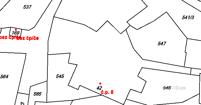 Kácova Lhota 8, Kozmice na parcele st. 42 v KÚ Kozmice u Benešova, Katastrální mapa