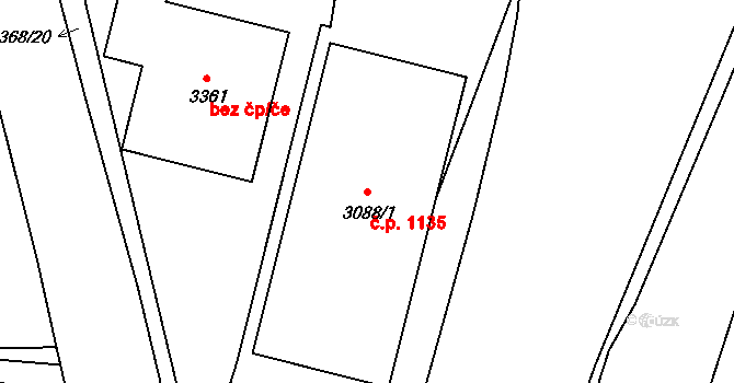 Sezimovo Ústí 1135 na parcele st. 3088/1 v KÚ Sezimovo Ústí, Katastrální mapa