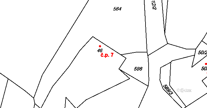 Chlístov 7, Neustupov na parcele st. 46 v KÚ Dolní Borek, Katastrální mapa