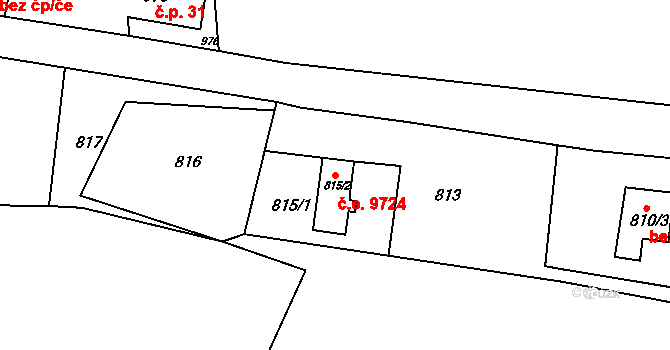Děčín XXV-Chmelnice 9724, Děčín na parcele st. 815/2 v KÚ Vilsnice, Katastrální mapa