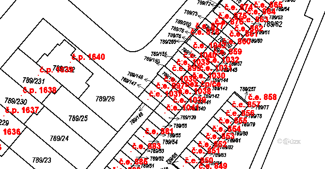 Strážnice 1035 na parcele st. 789/148 v KÚ Strážnice na Moravě, Katastrální mapa