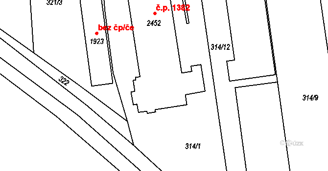 Lipník nad Bečvou I-Město 1382, Lipník nad Bečvou na parcele st. 2452 v KÚ Lipník nad Bečvou, Katastrální mapa