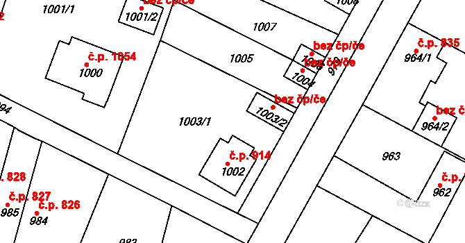Nýřany 39626521 na parcele st. 1003/2 v KÚ Nýřany, Katastrální mapa