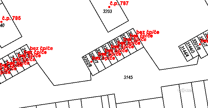 Třinec 40209521 na parcele st. 3202/6 v KÚ Lyžbice, Katastrální mapa
