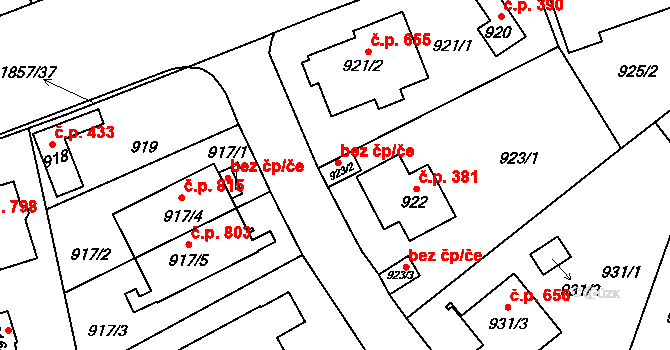 Praha 40403521 na parcele st. 923/2 v KÚ Libuš, Katastrální mapa