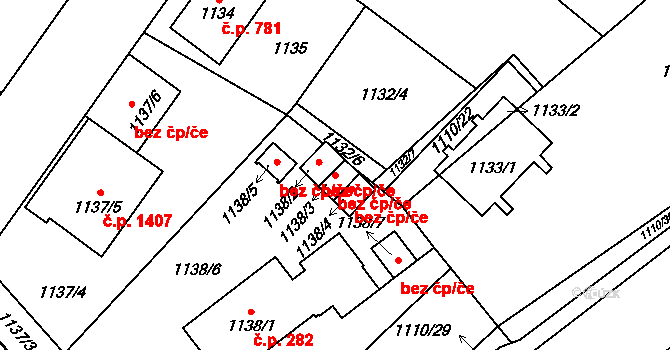 Praha 40470521 na parcele st. 1138/3 v KÚ Radotín, Katastrální mapa