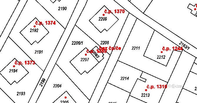 Děčín 40675521 na parcele st. 2206/2 v KÚ Podmokly, Katastrální mapa