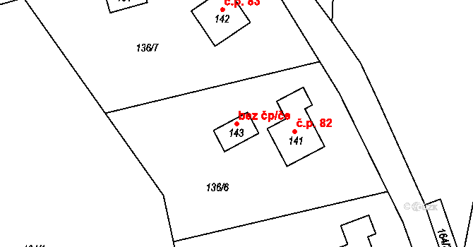 Lažany 40846521 na parcele st. 143 v KÚ Lažany u Sychrova, Katastrální mapa