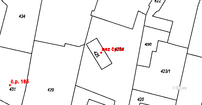 Lípa 41193521 na parcele st. 425 v KÚ Lípa nad Dřevnicí, Katastrální mapa