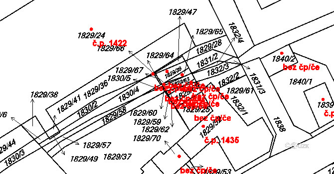 Hořovice 42104521 na parcele st. 1829/63 v KÚ Hořovice, Katastrální mapa
