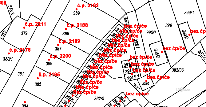 Chomutov 43027521 na parcele st. 391/3 v KÚ Chomutov II, Katastrální mapa