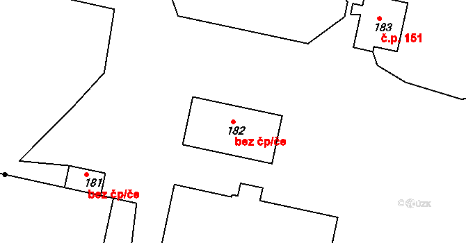Hradec Králové 46314521 na parcele st. 182 v KÚ Rusek, Katastrální mapa