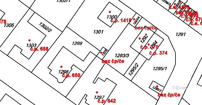 Děčín 47228521 na parcele st. 1325 v KÚ Podmokly, Katastrální mapa