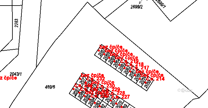 Slaný 49169521 na parcele st. 2066 v KÚ Slaný, Katastrální mapa