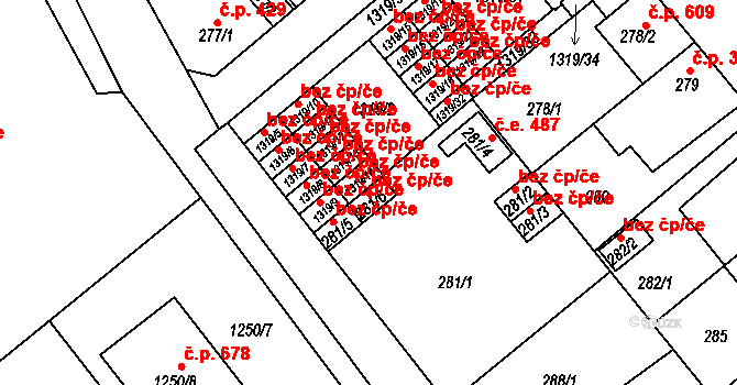 Plzeň 49786521 na parcele st. 281/6 v KÚ Božkov, Katastrální mapa