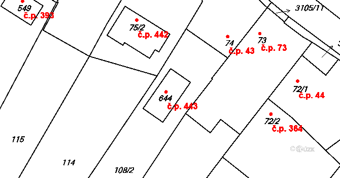 Sepekov 443 na parcele st. 644 v KÚ Sepekov, Katastrální mapa