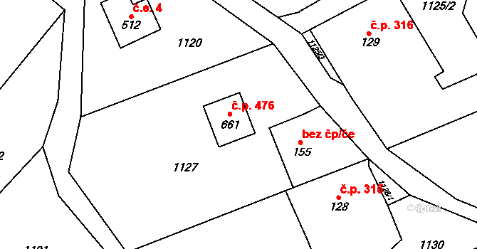 Petřvald 1-Petřvald 476, Petřvald na parcele st. 661 v KÚ Petřvald u Nového Jičína, Katastrální mapa