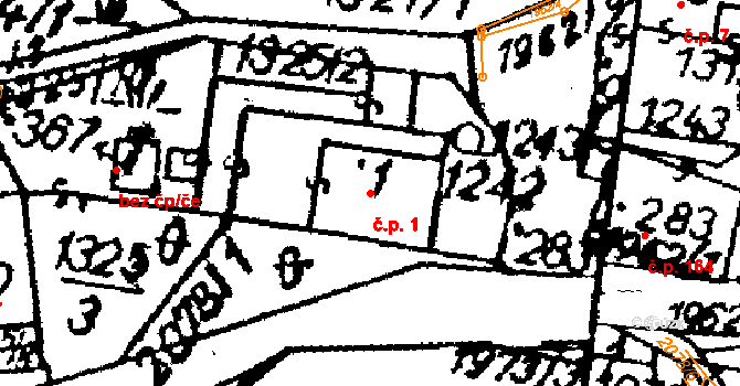 Klášterec nad Orlicí 1 na parcele st. 1 v KÚ Klášterec nad Orlicí, Katastrální mapa