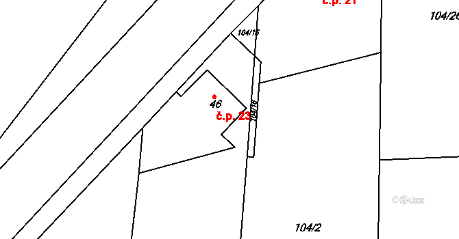 Hemže 23, Choceň na parcele st. 46 v KÚ Hemže, Katastrální mapa