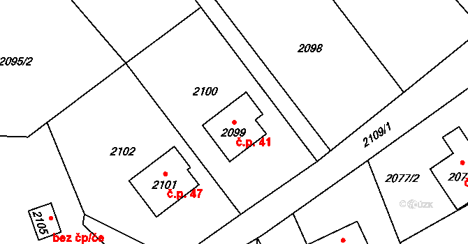 Rapotín 41 na parcele st. 2099 v KÚ Rapotín, Katastrální mapa