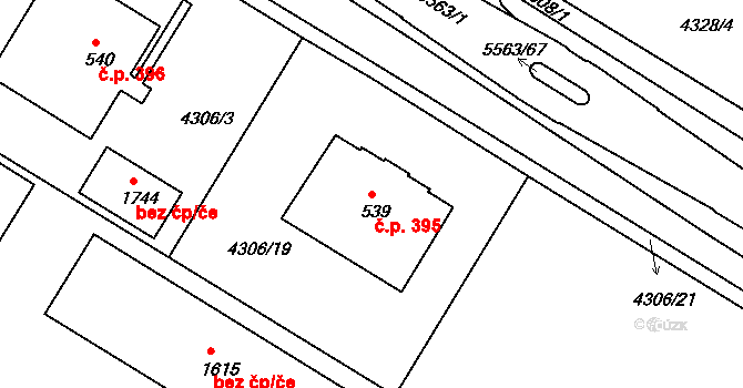 Kralovice 395 na parcele st. 539 v KÚ Kralovice u Rakovníka, Katastrální mapa