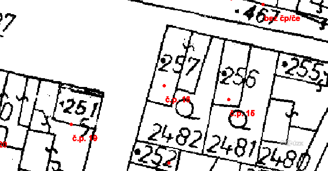Nová Plánice 16, Plánice na parcele st. 257 v KÚ Plánice, Katastrální mapa