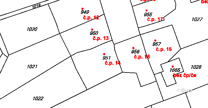Kolonie 5.května 14, Broumov na parcele st. 951 v KÚ Broumov, Katastrální mapa