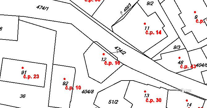Jizbice 16, Náchod na parcele st. 12 v KÚ Jizbice u Náchoda, Katastrální mapa