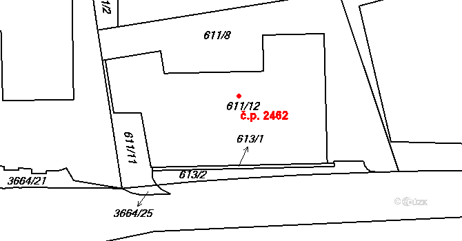 Břevnov 2462, Praha na parcele st. 611/12 v KÚ Břevnov, Katastrální mapa