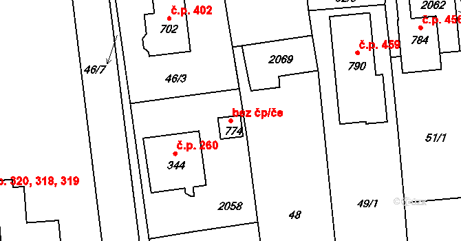 Zlín 78941521 na parcele st. 774 v KÚ Louky nad Dřevnicí, Katastrální mapa