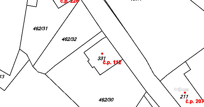 Stachy 112 na parcele st. 331 v KÚ Stachy, Katastrální mapa