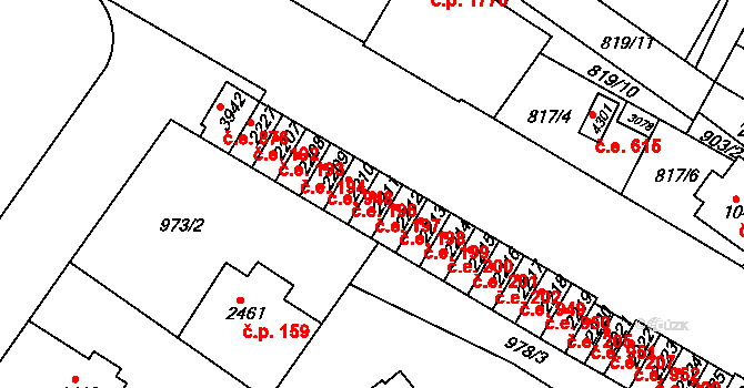 Náchod 197 na parcele st. 2211 v KÚ Náchod, Katastrální mapa