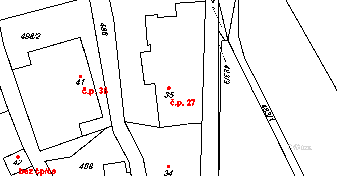 Kobylí Hlava 27, Golčův Jeníkov na parcele st. 35 v KÚ Kobylí Hlava, Katastrální mapa