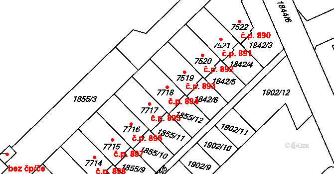 Chrudim III 894, Chrudim na parcele st. 7718 v KÚ Chrudim, Katastrální mapa