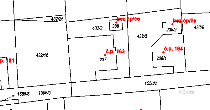 Ohnišov 163 na parcele st. 237 v KÚ Ohnišov, Katastrální mapa